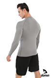 Erkek Uzun Kol Gri Compression Fitness Gym Body Tshirt