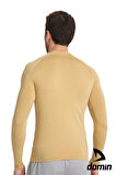  Erkek Uzun Kol Gold Bej Likralı Fit Compression Spor Body Tshirt