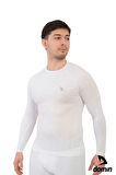 Erkek Beyaz Uzun Kol Compression Fitness Gym Body Tshirt