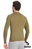 Erkek Uzun Kol Haki Rahat Fit Compression Spor Body Tshirt