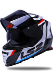 Storm 2 Racer Beyaz Kapalı Motosiklet Kaskı Siyah Camlı