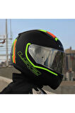 RAPID 2 EXTRA MAT NEON SARI FULLFACE MOTOSİKLET KASKI GRİ CAMLI