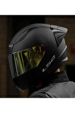 Rapıd 2 Race Mat Siyah Fullface Motosiklet Kaskı Gold Camlı