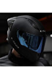 Rapıd 2 Race Mat Siyah Fullface Motosiklet Kaskı Mavi Camlı