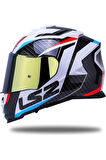 Storm 2 Racer Beyaz Kapalı Motosiklet Kaskı Gold Camlı