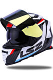 Storm 2 Racer Beyaz Kapalı Motosiklet Kaskı Gold Camlı