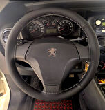 DİKİŞLİ DİREKSİYON KILIFI SİYAH DERİ NOKTALI DERİ GRİ DİKİŞLİ PEUGEOT BİPPER İÇİN