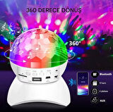 MÜZİK KUTUSU ŞARJLI DÖNEN DİSKO TOPU EV PARTİ IŞIK GÖSTERİMİ RGB LED BT/USB/SD