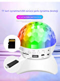 MÜZİK KUTUSU ŞARJLI DÖNEN DİSKO TOPU EV PARTİ IŞIK GÖSTERİMİ RGB LED BT/USB/SD