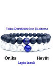 Öğrenci Doğal Lapis Lazuli,Havlit ,Oniks Yıldız Düşüklüğü İçin Şifalanma Bileklik 8mm