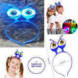 Led Işıklı & Pilli Uzaylı Göz Parti Tacı Mavi Renk