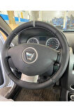 DİKİŞLİ DİREKSİYON KILIFI NOKTALI DAMARLI DERİ GRİ DİKİŞ/YÜZÜK DACIA İÇİN  Uyumlu
