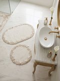 Çeyizlik Güpürlü Dantelli Banyo Paspas Takımı Kaymaz Taban 2'li Set 60x100 50x60