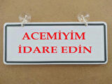 Dekor Plaka Beyaz - ACEMİYİM İADERE EDİN (26X11CM) Vantuzlu DEKOR LEVHA, Dekor Plaka