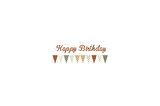 Karamel Happy Birthday Kaligrafi Banner ve Desenli Flama Set
