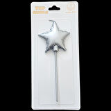 Gümüş Yıldız Pasta Mum 13 cm * 1 Adet