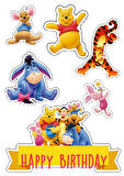 Yenilebilir Şekerli Kağıt Baskısı Cupcake ve Pasta Resim Baskı Winnie The Pooh Temalı 76