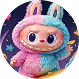 Yenilebilir Yuvarlak Pasta Resim Baskısı 20 cm Şekerli Kağıt Labubu Temalı 103