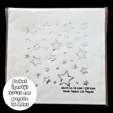 Beyaz Üzeri Gümüş Yıldız Baskılı Metalik Peçete 33*33 cm 16 Adet