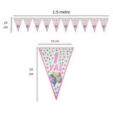 1 Yaş Yıldızlı Pembe Flama Bayrak Set Süs