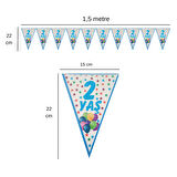 2 Yaş Mavi Flama Bayrak Set Süs