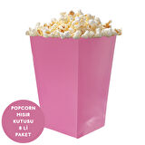 Pembe Renkli Popcorn Mısır Kutusu 8 li Paket