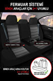 Rover 200  Uyumlu 5 KOLTUK TAM SET KRAL SERİSİ JAKAR OTO KOLTUK KILIFI SİYAH-BEYAZ ŞERİT