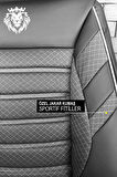 Rover 200  Uyumlu 5 KOLTUK TAM SET KRAL SERİSİ JAKAR OTO KOLTUK KILIFI SİYAH-BEYAZ ŞERİT