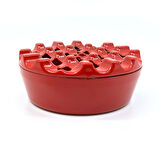 Yuvarlak Metal Küllük - Kırmızı