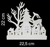 BEYAZ KIŞ KASABASI TEALIGHT ŞAMDAN SETİ - YILBAŞI ÖZEL ( KIRILMAZ )