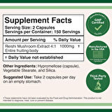 DOUBLE WOOD Reishi Mushroom Extract (Mantar özü takviyesi) 1000 Mg 300 Caps (Bağşıklılık desteği)