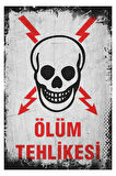 Ölüm Tehlikesi Kuru Kafa Ahşap Mdf Poster, Modern Duvar Dekoru, Sanatsal Poster, Ev, Cafe Duvar Süs
