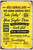 Aile Kuralları Ahşap Mdf Poster, Modern Duvar Dekoru, Sanatsal Poster, Ev Ofis, Cafe Duvar Süs