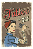 Tattoo Dövme Ahşap Mdf Poster, Modern Duvar Dekoru, Sanatsal Poster, Ev Ofis, Cafe Duvar Süs