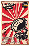 Retro Party Ahşap Mdf Poster, Sanatsal Duvar Dekoru, Ev Ofis, Cafe Duvar Süs