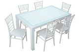 Mandella Wood 90x150 Silver Tifany Sandalye Camlı Masa Takımı Beyaz