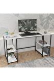 140*50 cm Metal Çalışma Bilgisayar Ofis Masası Kitaplıklı DR0008 BEYAZ, one size