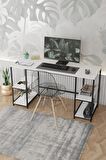 140*50 cm Metal Çalışma Bilgisayar Ofis Masası Kitaplıklı DR0008 BEYAZ, one size