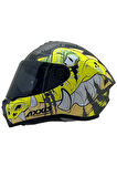 DRAKEN S TROOPER D3 MAT FLUOR YELLOW  DESENLİ MOTOSİKLET KASKI ÇİFT VİZÖRLÜ