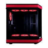 Dragos North 7x RGB Fan USB 3.0 + Type C Atx Mid Tower Panoramik Temperli Cam Gaming Bilgisayar Kasası Kırmızı Siyah