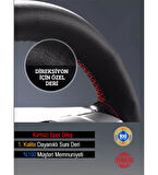 Direksiyon Kılıfı Deri Dikme Evalı Model Siyah Kırmızı 38-40 cm