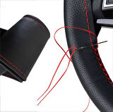 Lüx Deri Dikme Direksiyon Kılıfı Güderili 38-40cm Gri OND372