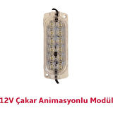 12 Volt Beyaz 7500 Kelvin 2.4 Watt Animasyonlu Çakar Modül 12 Ledli