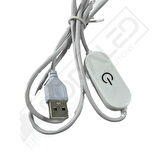 100 cm Touch-Dokunmatik Dimmer + On Off USB Erkek Kablo 2 Amper Ucu Açık Beyaz USB Kablo