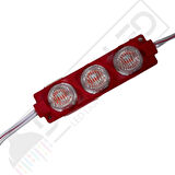 24 Volt Kırmızı 3 Watt 3 lü Lensli 3030 Reklamcı Modül (10 Adet)