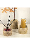 3’lü El Yapımı Cam Mum ve Oda Kokusu Seti Dekoratif Ev Aksesuarı