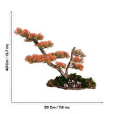 El Yapımı Turuncu Bonsai Dekor – Doğal Ağaç Kabuğu Üzeri Ağaç Masa Dekoru