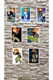 Kim Possible 8li Sticker Set Karışık Shego, Ronald, Rufus, Kim Possible Stickers