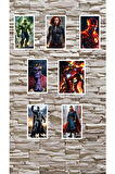 Avangers 8'li Sticker Hulk Thanos BlackWidow Batman Spiderman Ironman Dr.Strange