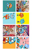 Gumball 8li Karışık Sticker Set. Gumball, Darwin, Anais, Nicole Watterson Stickers